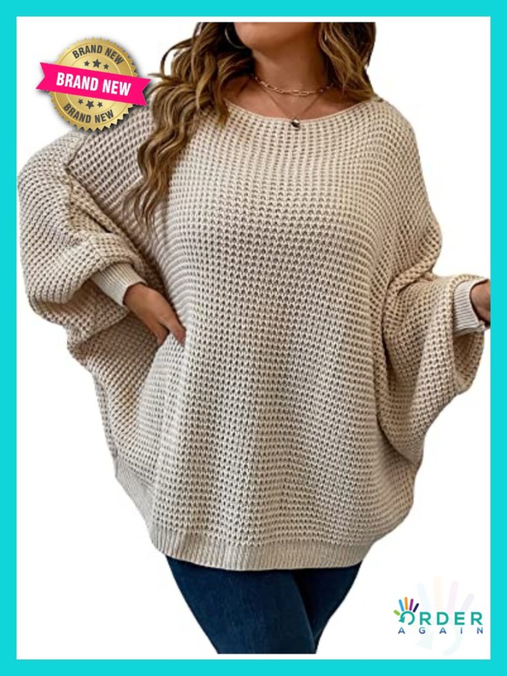 Plus Size Oversized Pullover Sweater Long Sleeve Round Neck Casual